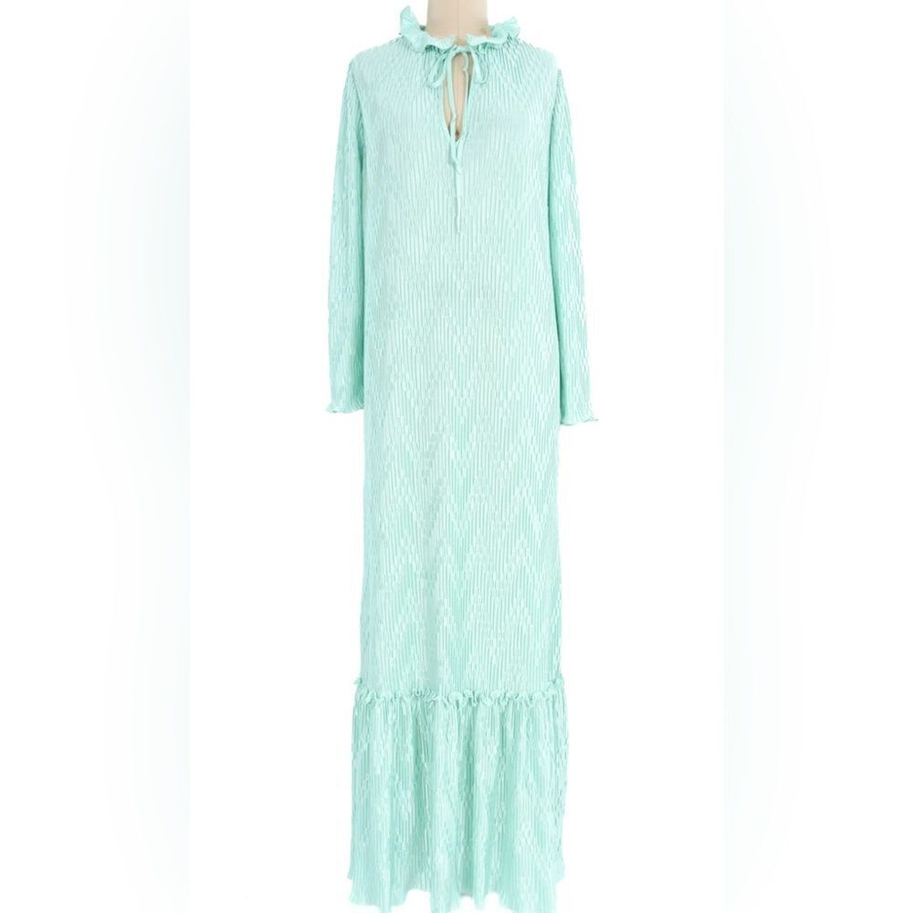 MARY MCFADDEN COLLECTION I BLUE DIMENSIONAL PLEATED DRESS S (VINTAGE)